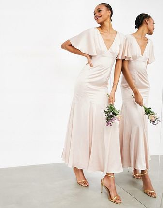 Różowa sukienka koktajlowa maxi na wesele bal 40