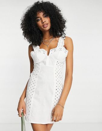 Biała bawełniana sukienka letnia mini defekt 36