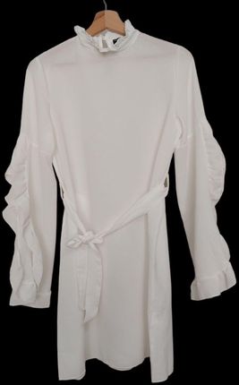 Boohoo biała sukienka mini ze stójką 36