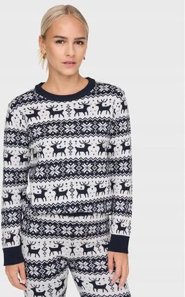 Only granatowy sweter damski świąteczny wzór S