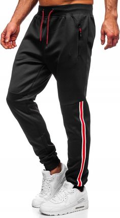 Spodnie Męskie Dresowe Czarne K20025 Denley_m