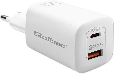 Ładowarka sieciowa Qoltec GaN ULTRA 65W 5-20V 2.25-3.25A USB-C PD + USB QC - biała