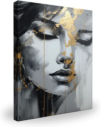 Muralo Obraz Do Salonu Złoty Portret Twarz Kobieca Abstrakcja 80X120