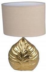 Ewax Lampa Ceramiczna Złoty Liść Z Beżowym Abażurem Mał (6105)