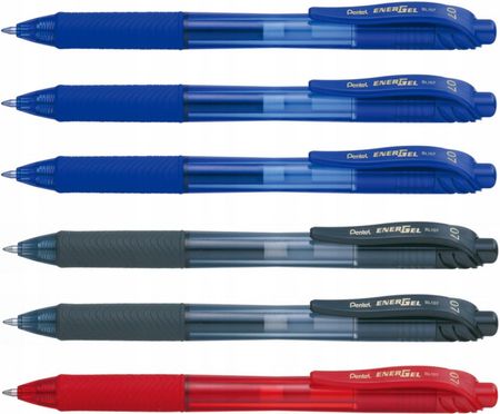 Pentel Długopis Bl107 Automatyczne 0,5mm 3X Nieb, 2X Czar, 1X Czer