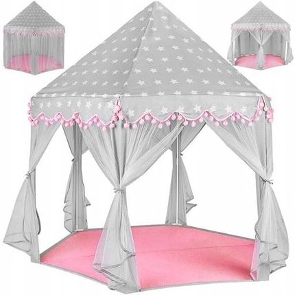 Namiot Zamek dla Dzieci Duży Pałac Domek Kruzzel szaro-różowy