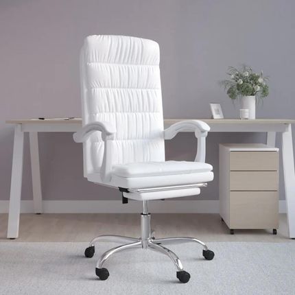 vidaXL Rozkładany Fotel Biurowy, Biały, Sztuczna Skóra