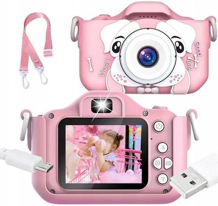 Coolstaff Aparat Cyfrowy Dla Dzieci Kamera Gry Smycz Etui Różowy Piesek