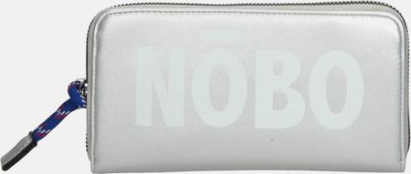 Duży srebrny portfel Nobo z białym logo