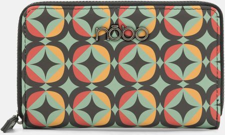 Multikolorowy portfel Nobo w geometryczne wzory, miętowy