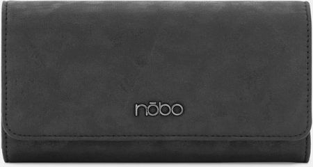 Czarny portfel z klapką Nobo w panterkę