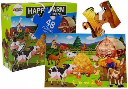 Leantoys Puzzle Układanka Farma Zwierzęta 48 Elem