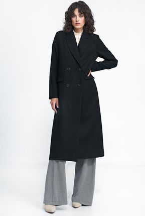 Czarny płaszcz oversize - PL20 (kolor czarny, rozmiar 36)