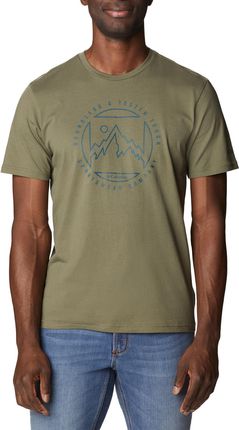 Męska Koszulka z krótkim rękawem Columbia M Rapid Ridge Graphic Tee 1888813396 – Oliwkowy