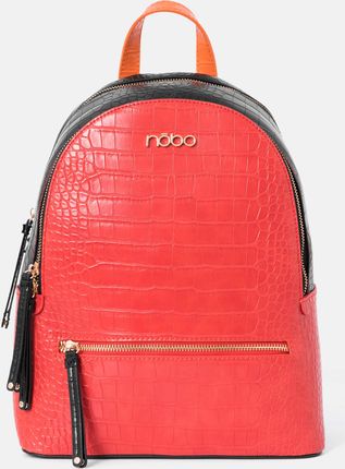 Dwukomorowy plecak Nobo z motywem croco, czerwono-czarny