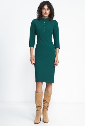 Zielona sukienka z rękawem 3/4 - S234 (kolor zielony, rozmiar 34)