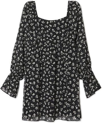 Cropp - Czarna szyfonowa sukienka w kwiaty - Czarny