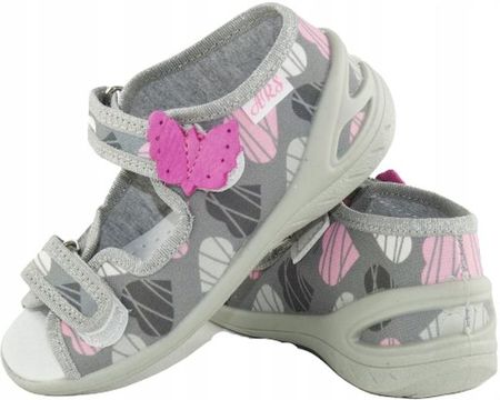 Kapcie sandały dla dziewczynki na rzepy przedszkolne domowe ARS P005 r.23