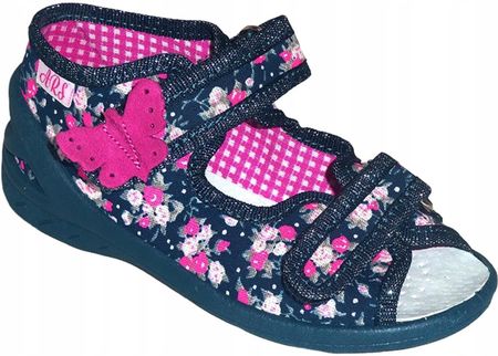 Sandały dla dziewczynki na rzepy z ozdobnym motylkiem ARS P005 r.22