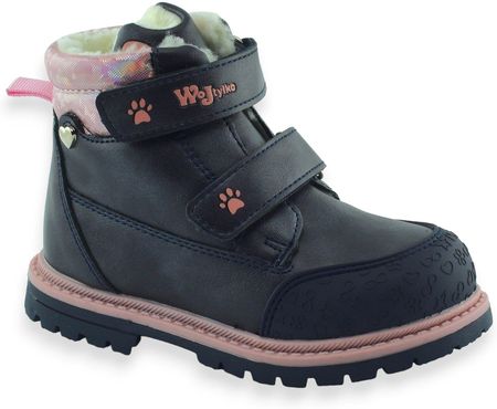 Dziewczęce buty zimowe za kostkę Wojtyłko 24090 Granatowe