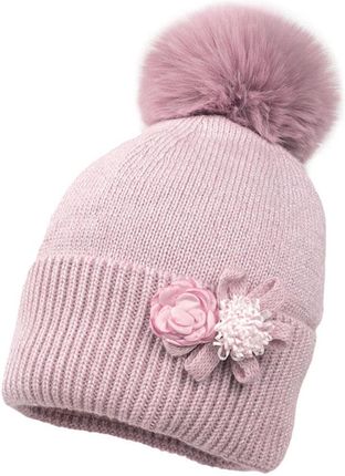 Jamiks NANNA czapka dla dzieci na zimę pudrowy róż rozmiar: 50-52