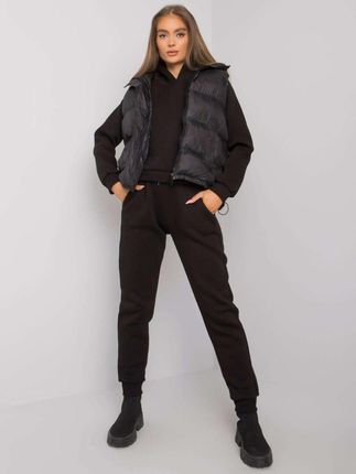 Komplet czarny bluza, spodnie i kamizelka L/XL