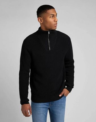 LEE HALF ZIP KNIT MESKI SWETER ROZPINANY BLACK L83YDE01