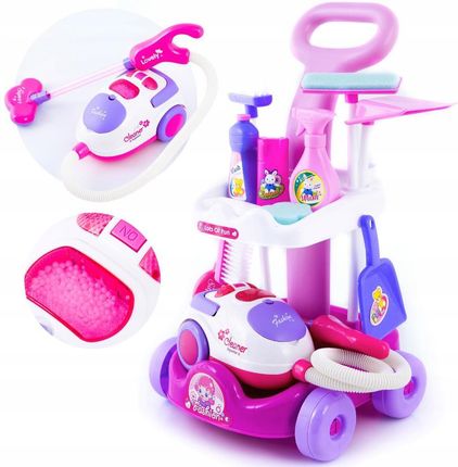Tobbi-Toys 14W1 Zestaw Sprzątaczki Wózek Odkurzacz Akcesoria