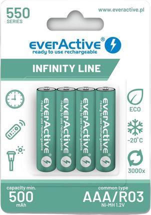 Everactive Akumulatorki AAA / R03 Ni-MH 550mAh Infinity Line 3000 cykli (blister 4 szt.)