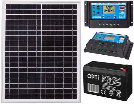 Mały zestaw solarny z panelem fotowoltaicznym (20W), akumulatorem (10Ah), regulatorem solarnym 10A do oświetlenia LED, łodzi, kempingów