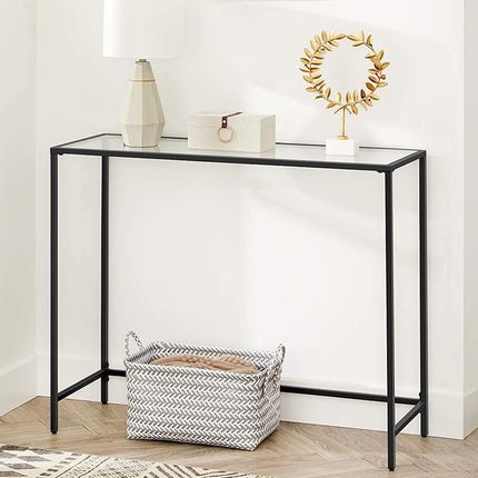 Hmfurniture Szklana Konsola Na Czarnym Stelażu Metalowym Celano 026