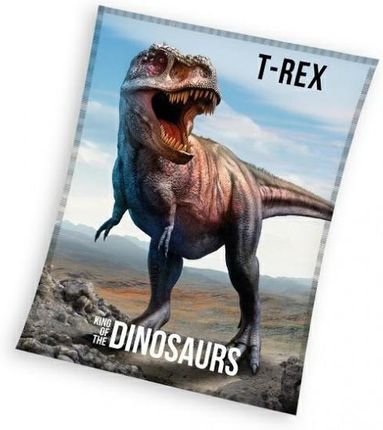 Koc Dziecięcy T-Rex Dinozaur Niebieski 4128 C23 Carbotex Rozmiar 130X170Cm