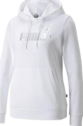 Bluza damska Puma ESS+ Metallic Logo Hoodie FL biała 849958 02