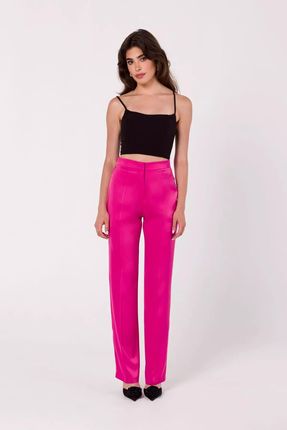 Eleganckie spodnie satynowe damskie (Różowy, L)