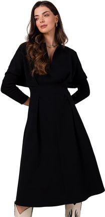 B273 Sukienka z mocno zaznaczoną talią - czarna (kolor czarny, rozmiar M)