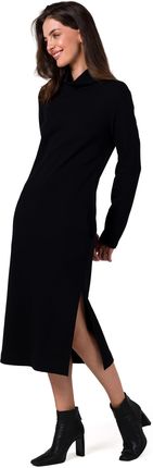 B274 Sukienka z półgolfem - czarna (kolor czarny, rozmiar S)