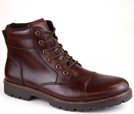 Skórzane komfortowe buty męskie ocieplane brązowe Rieker F3604-25
