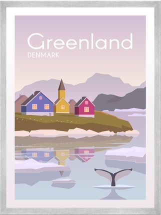 Mpink Plakat Państwa Grenlandia 40X50 Cm + Ramka Srebrna 13416