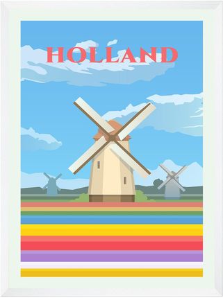 Mpink Plakat Państwa Holandia 24X30 Cm + Ramka Biała 13531