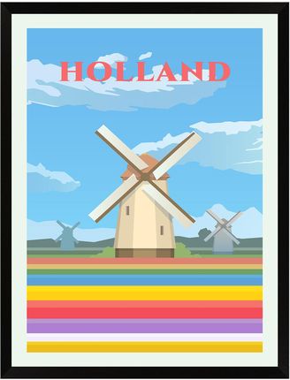 Mpink Plakat Państwa Holandia 21X29,7 Cm + Ramka Czarna 13538