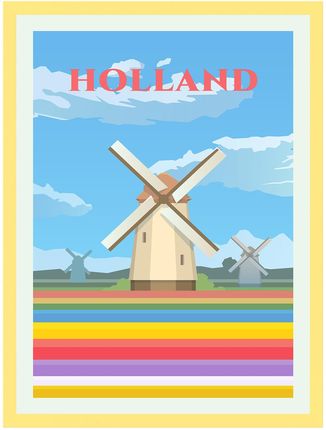 Mpink Plakat Państwa Holandia 24X30 Cm + Ramka Żółta 13566