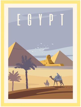 Mpink Plakat Państwa Egipt 24X30 Cm + Ramka Żółta 13209