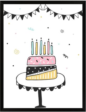 Mpink Plakat Urodzinowy Tort 24X30 Cm + Ramka Czarna 21036