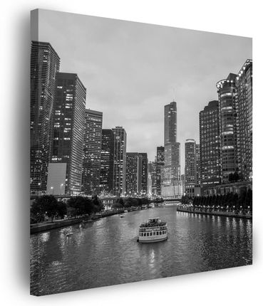 Mpink Obraz Na Płótnie Architektura Chicago Czarno Białe 60X60 Cm 6485