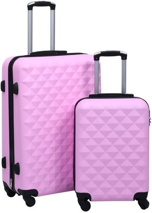 Zestaw twardych walizek na kółkach, 2 szt., różowy, ABS
