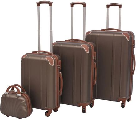Vidaxl Zestaw walizek na kółkach w kolorze kawy, 4 szt.