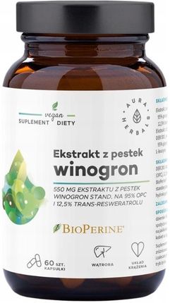 Aura Herbals Ekstrakt z pestek winogron 550 mg 95% OPC 60Kaps.