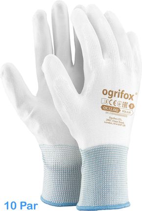 Ogrifox Rękawice Robocze / Białe / Ox-Poliur_Ww - 10 Par (9 - L)