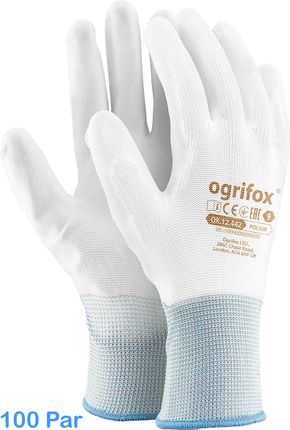 Ogrifox Rękawice Robocze / Białe / Ox-Poliur_Ww - 100 Par (10 - Xl)