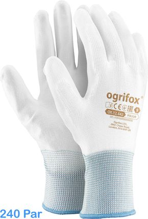 Ogrifox Rękawice Robocze / Białe / Ox-Poliur_Ww - 240 Par (10 - Xl)